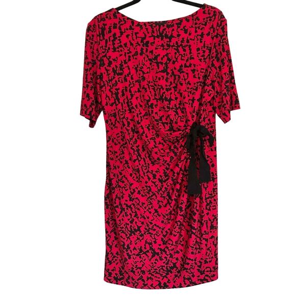 Just...Taylor Pink and Black Printed Side Tie Short Sleeve Dress Size 14 - Picture 1 of 6